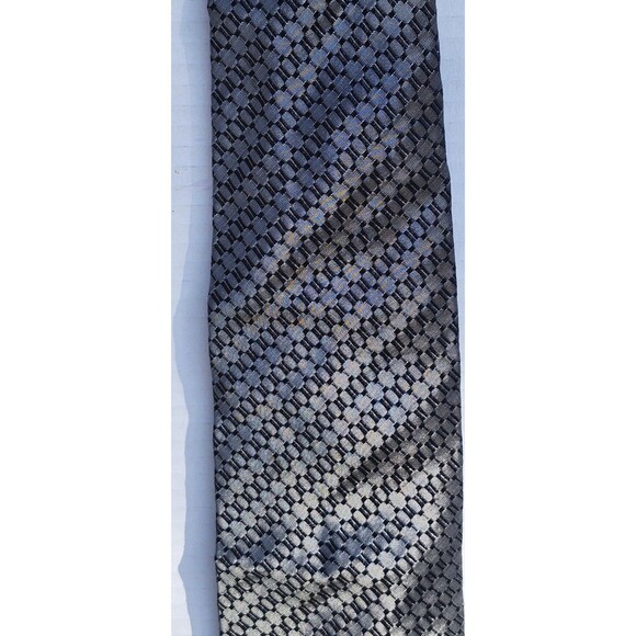 Blue Geometric Silk Tie Set Lot of 3 – Harvé Benard, Stafford, Polifroni Milano - Picture 3 of 16